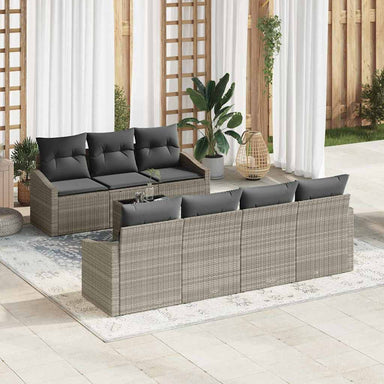 Bankstel 8 st Licht Grijs en Donker Grijs poly rattan