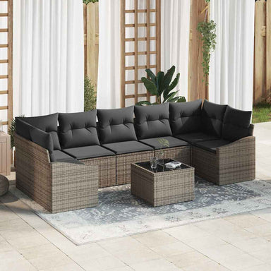 Bankstel 8 st Grijs poly rattan