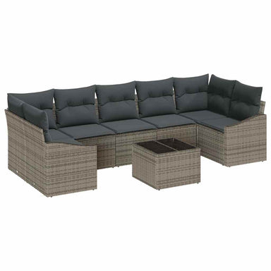 Bankstel 8 st Grijs poly rattan