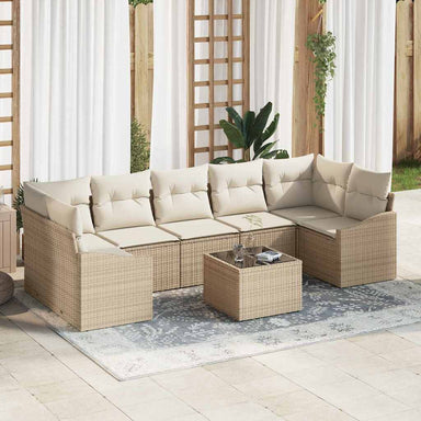 Bankstel 8 st Beige en Crème poly rattan