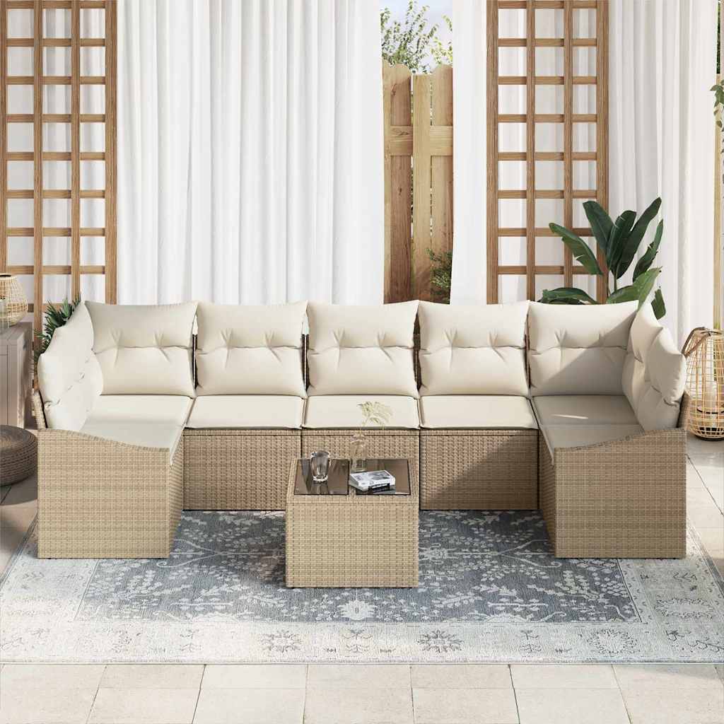 Bankstel 8 st Beige en Crème poly rattan