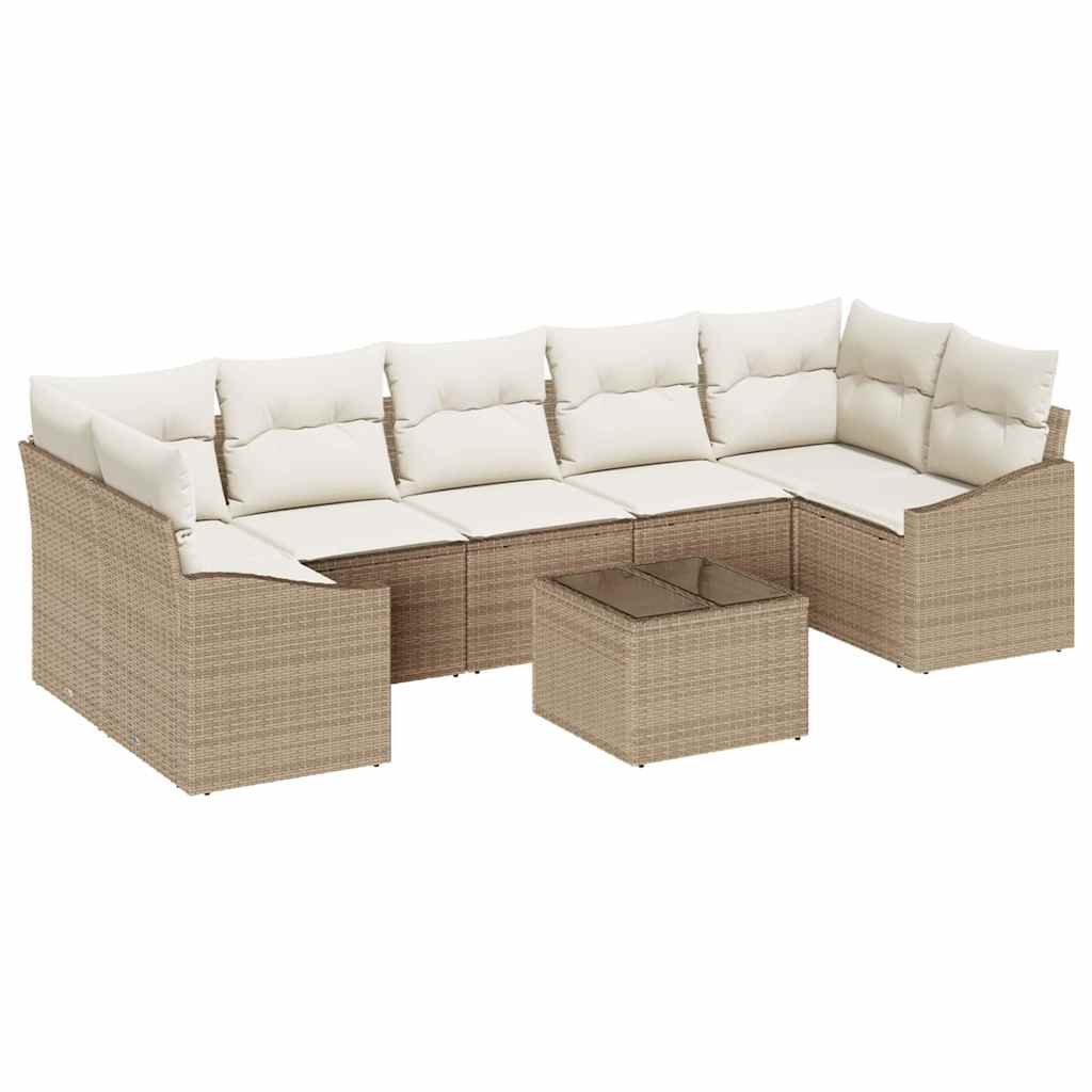 Bankstel 8 st Beige en Crème poly rattan
