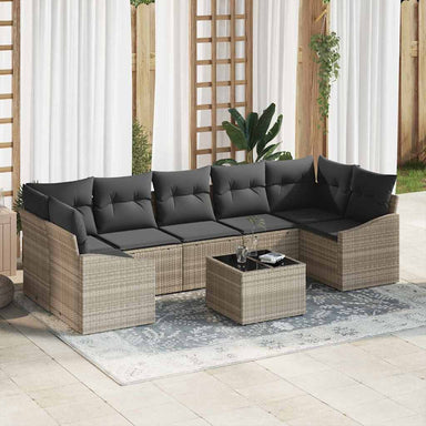 Bankstel 8 st Licht Grijs en Donker Grijs poly rattan