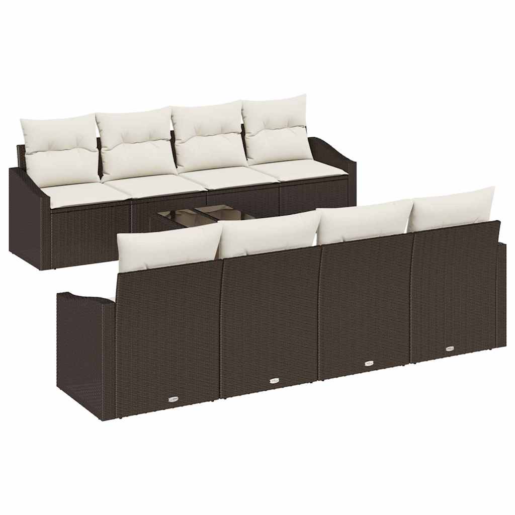 Bankstel 7 st Bruin en Crème poly rattan