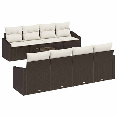 Bankstel 7 st Bruin en Crème poly rattan