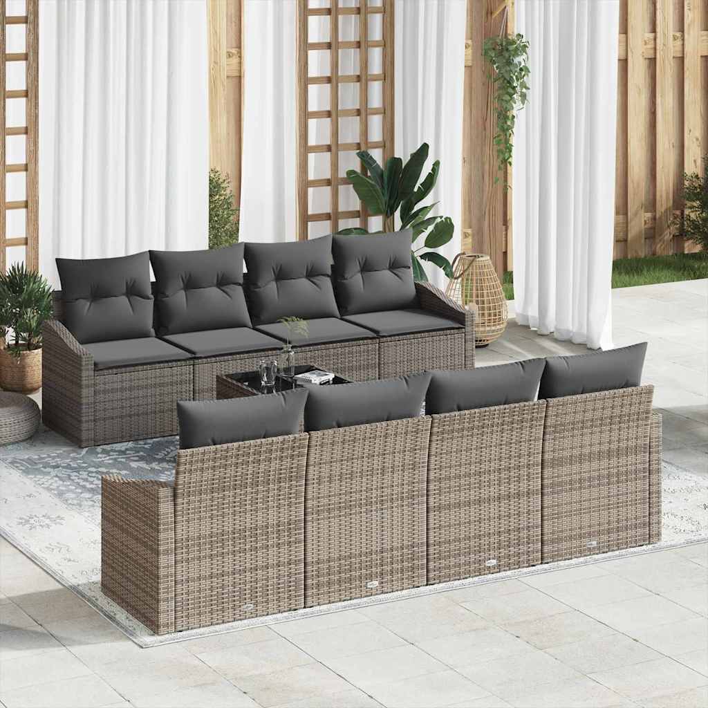 Bankstel 7 st Grijs poly rattan