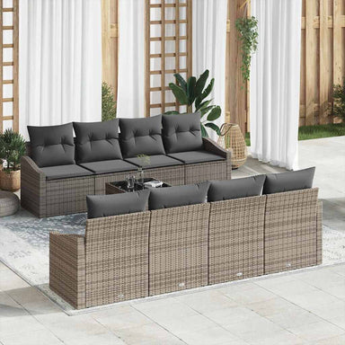 Bankstel 7 st Grijs poly rattan