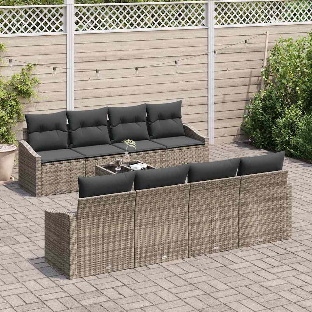 Bankstel 7 st Grijs poly rattan