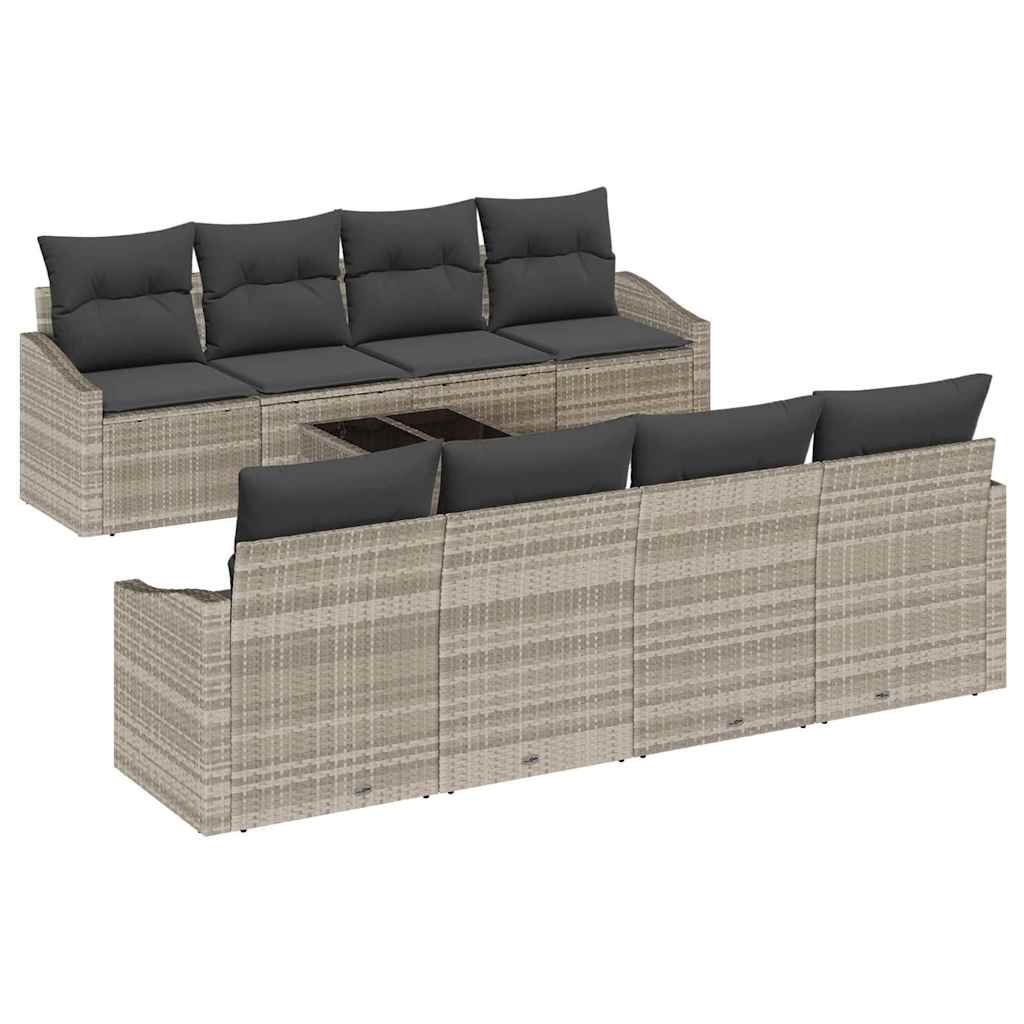 Bankstel 7 st Licht Grijs en Donker Grijs poly rattan