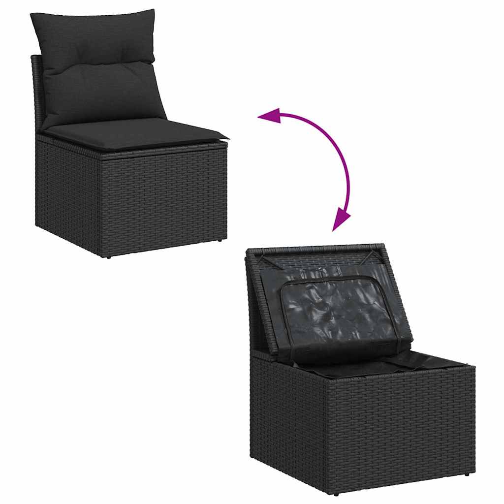 Bankstel 7 st Zwart poly rattan