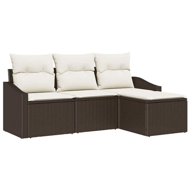 Bankstel 4 st Bruin en Crème poly rattan
