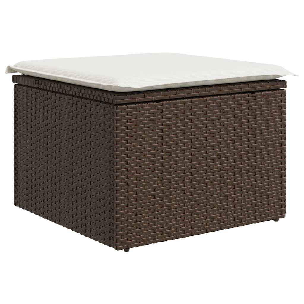 Bankstel 4 st Bruin en Crème poly rattan