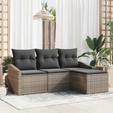 Bankstel 4 st Grijs poly rattan