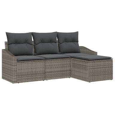 Bankstel 4 st Grijs poly rattan