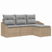 Bankstel 4 st Beige en Licht Grijs poly rattan