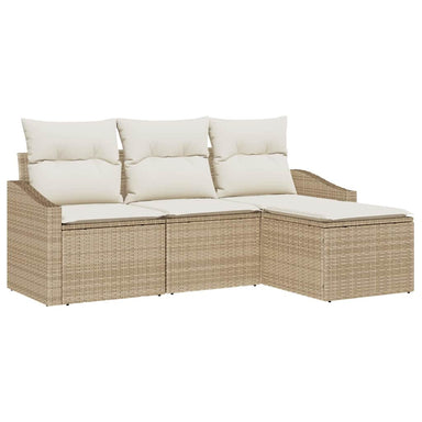 Bankstel 4 st Beige en Crème poly rattan