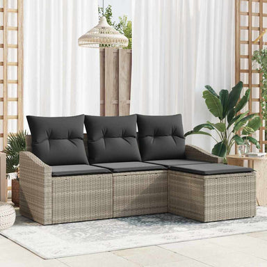 Bankstel 4 st Lichtgrijs poly rattan