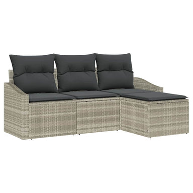 Bankstel 4 st Lichtgrijs poly rattan