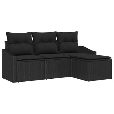 Bankstel 4 st Zwart poly rattan