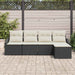 Bankstel 5 st Zwart en Crème poly rattan
