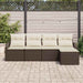 Bankstel 5 st Bruin en Crème poly rattan