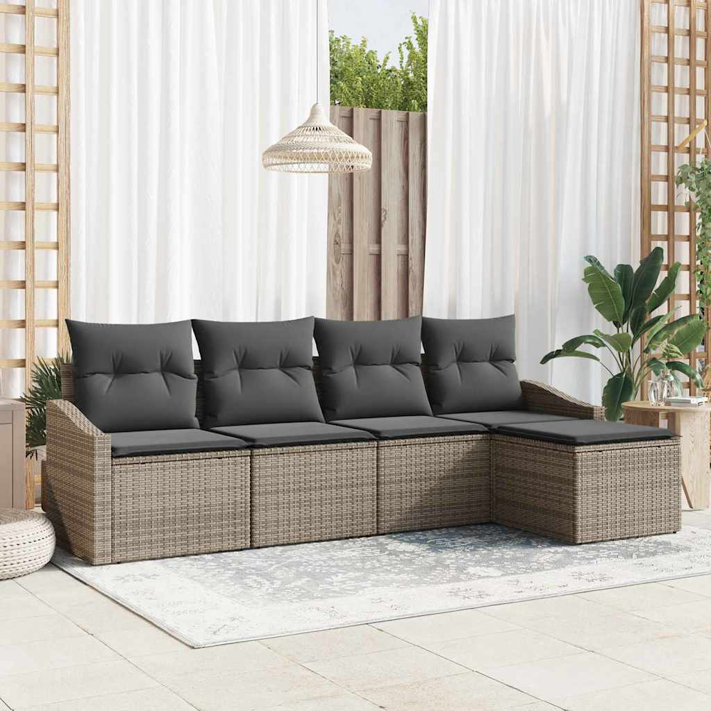 Bankstel 5 st Grijs poly rattan