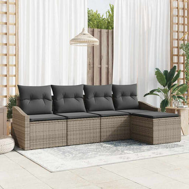Bankstel 5 st Grijs poly rattan