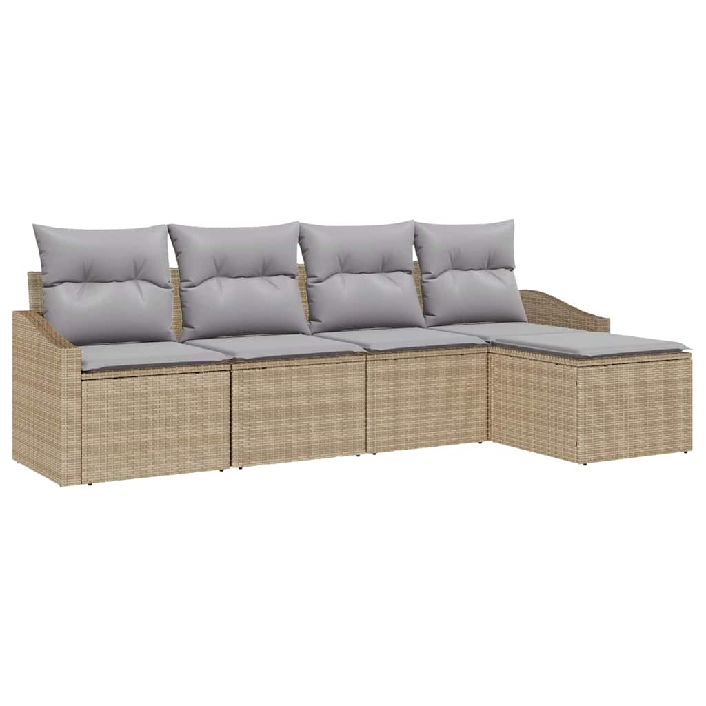 Bankstel 5 st Beige en Licht Grijs poly rattan
