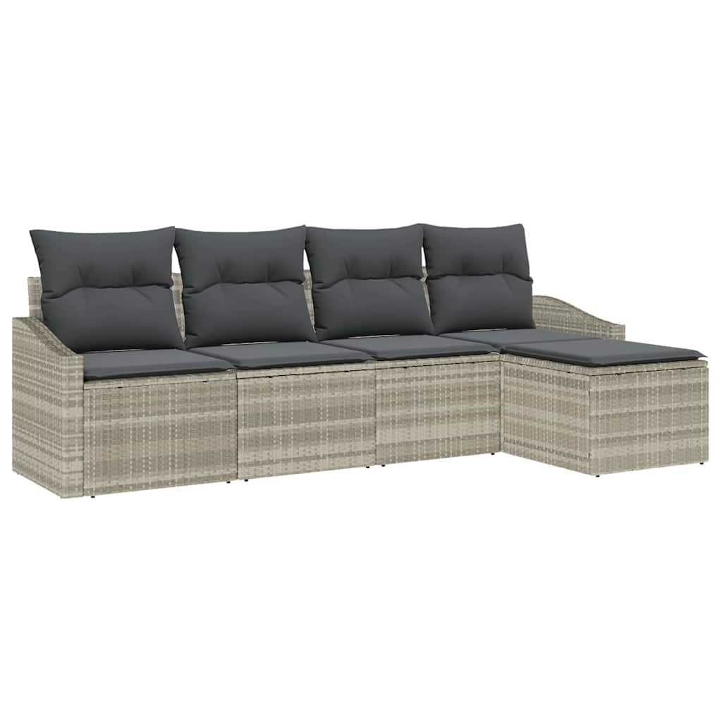 Bankstel 5 st Lichtgrijs poly rattan