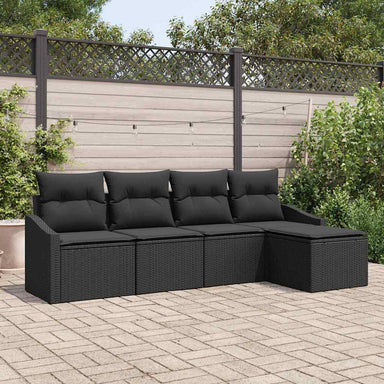 Bankstel 5 st Zwart poly rattan