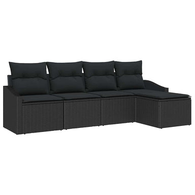 Bankstel 5 st Zwart poly rattan