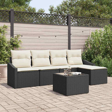 Bankstel 5 st Bruin en Crème poly rattan