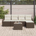 Bankstel 6 st Bruin en Crème poly rattan
