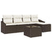 Bankstel 6 st Bruin en Crème poly rattan