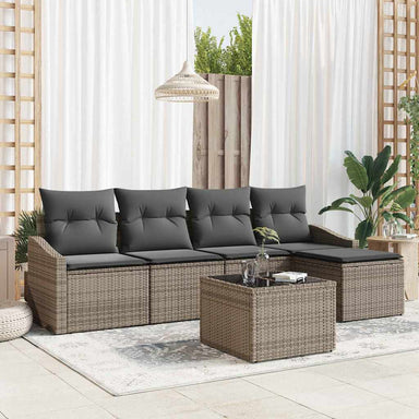 Bankstel 6 st Lichtgrijs poly rattan