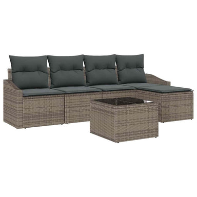 Bankstel 6 st Lichtgrijs poly rattan