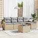 Bankstel 6 st Beige en Licht Grijs poly rattan