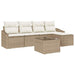 Bankstel met kussen met opslag 6 pcs Beige en Crème poly rattan