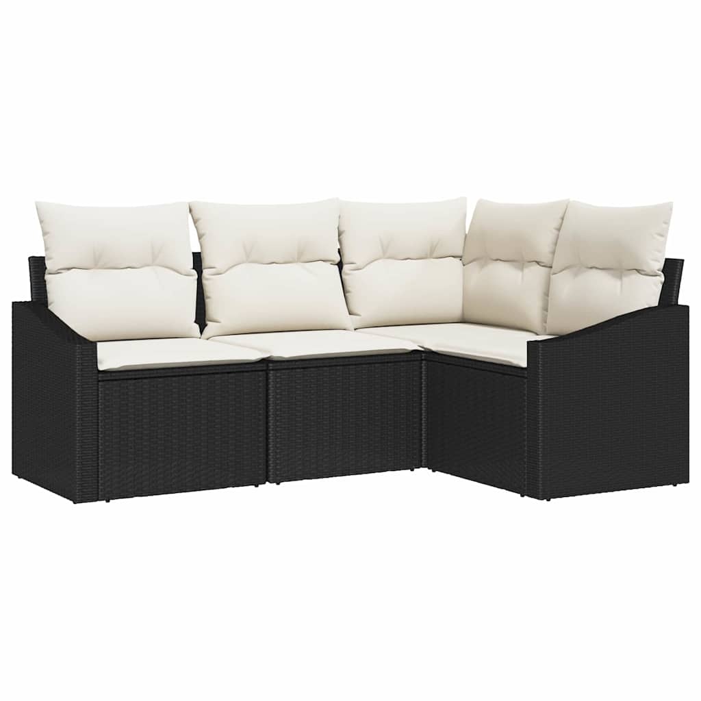Tuinbankenset 4 st Zwart en Wit poly rattan