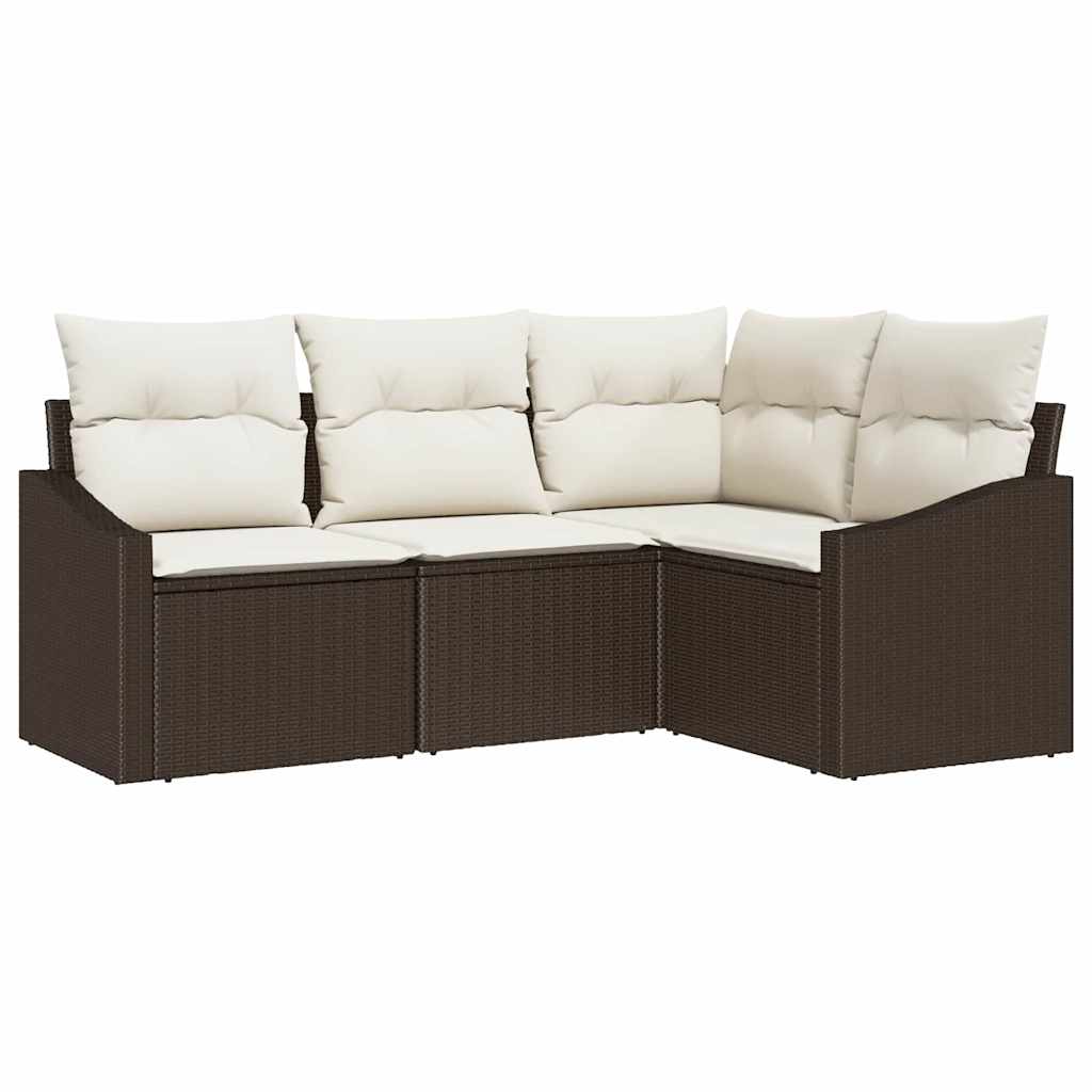 Tuinbankenset 4 st Bruin en wit poly rattan