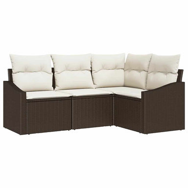 Tuinbankenset 4 st Bruin en wit poly rattan
