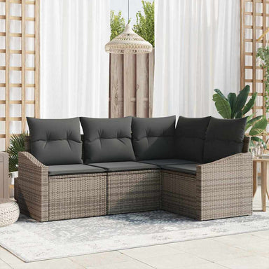 Tuinbankenset 4 st Grijs poly rattan
