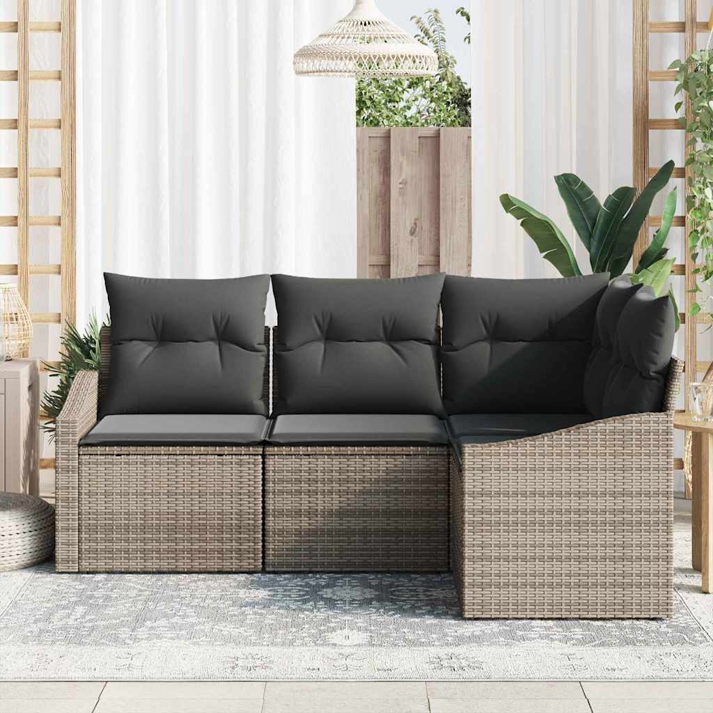Tuinbankenset 4 st Grijs poly rattan