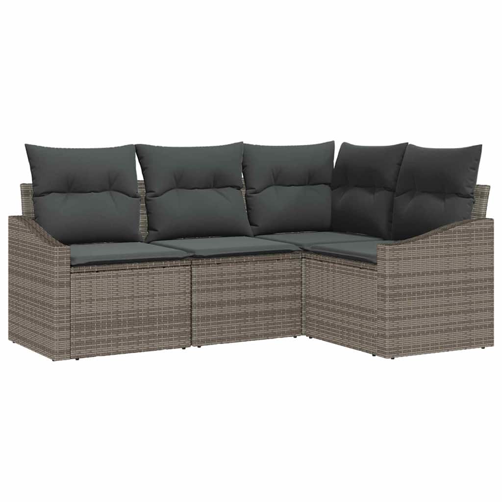 Tuinbankenset 4 st Grijs poly rattan