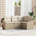 Tuinbankenset 4 st Beige en Wit poly rattan