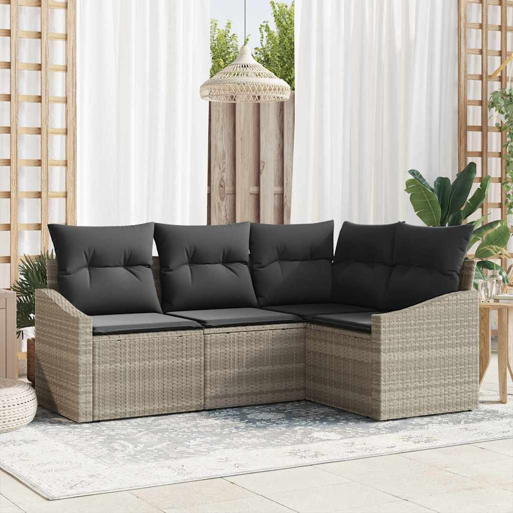 Tuinbankenset 4 st Lichtgrijs poly rattan