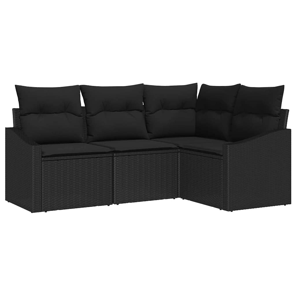 Tuinbankenset 4 st Zwart poly rattan