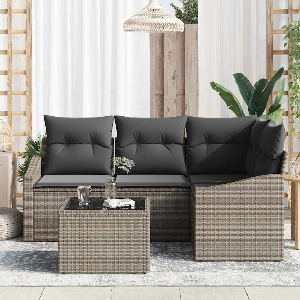 Tuinbankenset 5 st Lichtgrijs poly rattan