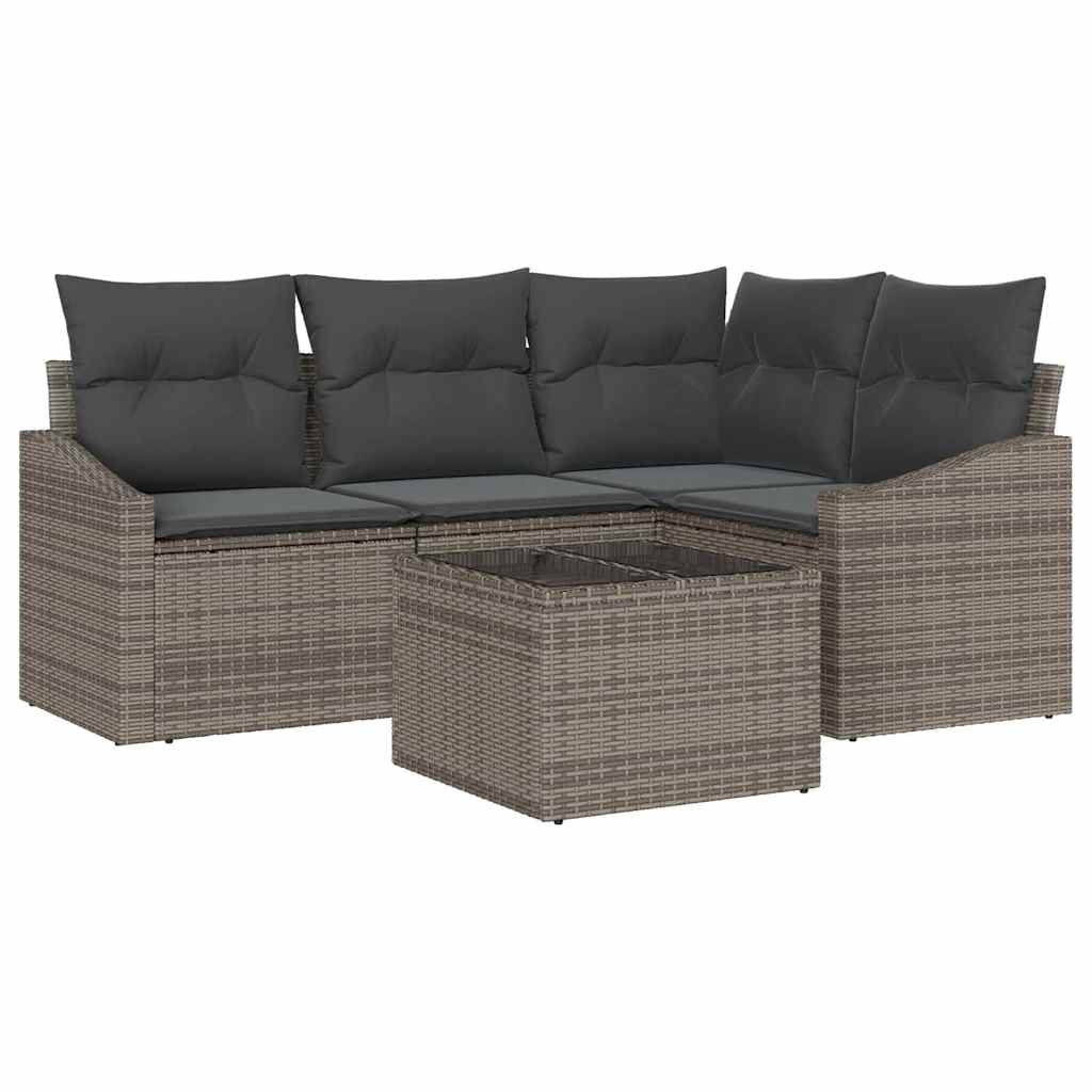 Tuinbankenset 5 st Lichtgrijs poly rattan