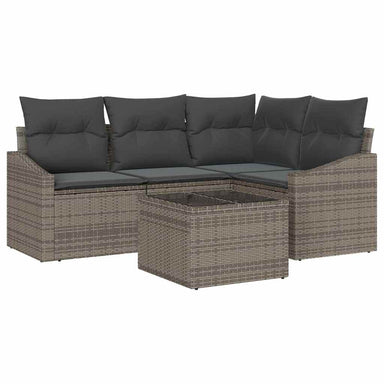 Tuinbankenset 5 st Lichtgrijs poly rattan